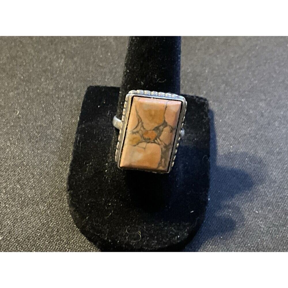 925 Sterling Silver Jasper Ring Size 7.5